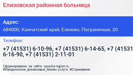 Елизовская районная больница - визитка