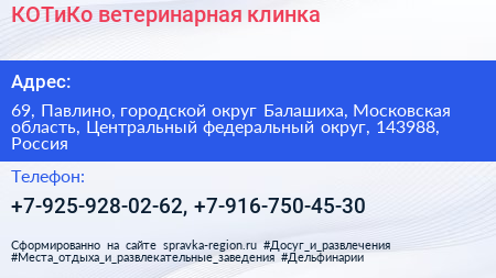 КОТиКо ветеринарная клинка - визитка
