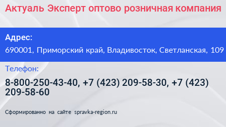 Актуаль Эксперт оптово розничная компания - визитка