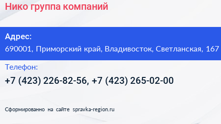 Нико группа компаний - визитка