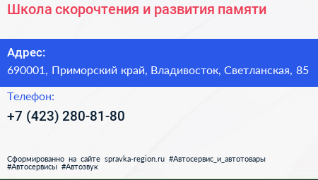 Школа скорочтения и развития памяти - визитка