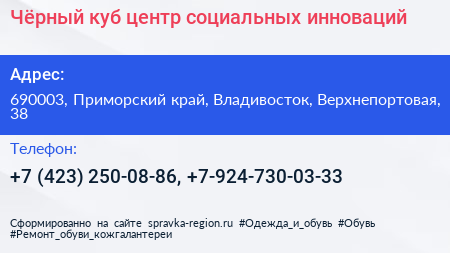 Чёрный куб центр социальных инноваций - визитка