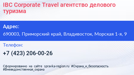 IBC Corporate Travel агентство делового туризма - визитка