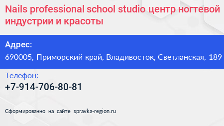 Nails professional school studio центр ногтевой индустрии и красоты - визитка