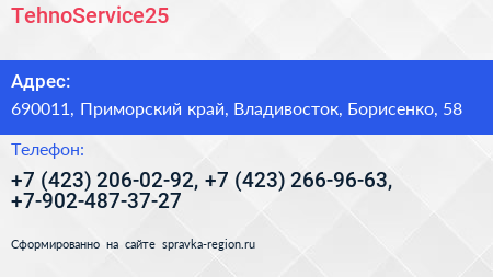 TehnoService25 - визитка