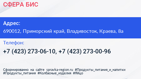 СФЕРА БИС - визитка