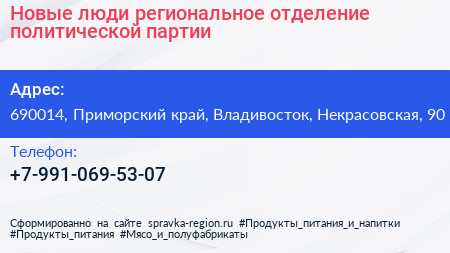 Новые люди региональное отделение политической партии - визитка