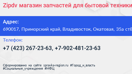 Zipdv магазин запчастей для бытовой техники - визитка