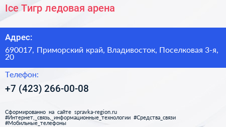 Ice Тигр ледовая арена - визитка
