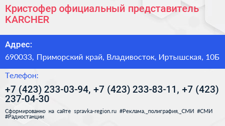 Кристофер официальный представитель KARCHER - визитка