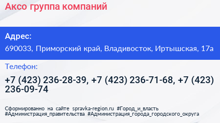 Аксо группа компаний - визитка