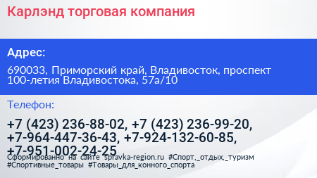 Карлэнд торговая компания - визитка