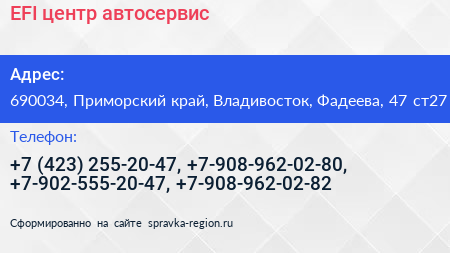 EFI центр автосервис - визитка