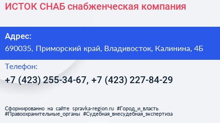 ИСТОК СНАБ снабженческая компания - визитка