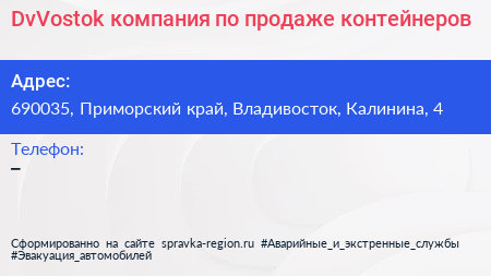 DvVostok компания по продаже контейнеров - визитка