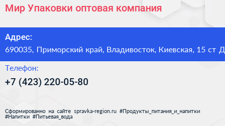 Мир Упаковки оптовая компания - визитка