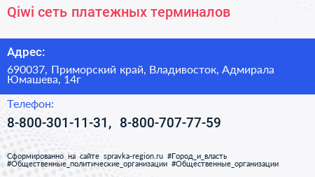 Qiwi сеть платежных терминалов - визитка