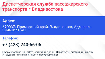 Диспетчерская служба пассажирского транспорта г Владивостока - визитка
