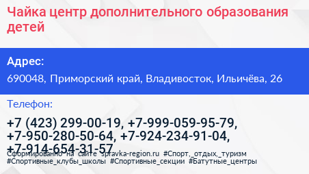 Чайка центр дополнительного образования детей - визитка