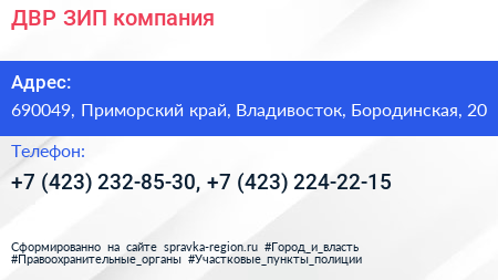 ДВР ЗИП компания - визитка