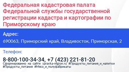 Федеральная кадастровая палата Федеральной службы государственной регистрации кадастра и картографии по Приморскому краю - визитка