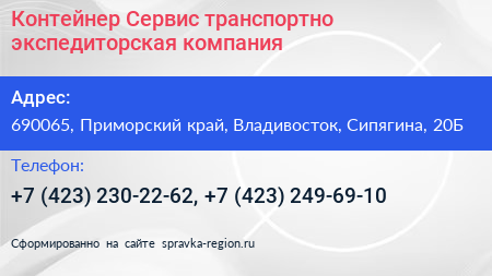 Контейнер Сервис транспортно экспедиторская компания - визитка