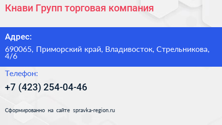 Кнави Групп торговая компания - визитка