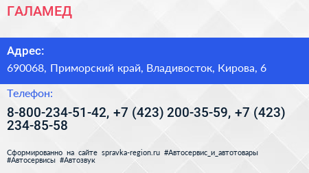 ГАЛАМЕД - визитка