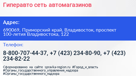 Гиперавто сеть автомагазинов - визитка