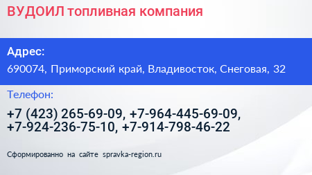 ВУДОИЛ топливная компания - визитка