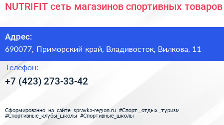 NUTRIFIT сеть магазинов спортивных товаров - визитка