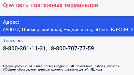 Qiwi сеть платежных терминалов - визитка