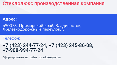 Стеклолюкс производственная компания - визитка