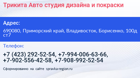 Трикита Авто студия дизайна и покраски - визитка