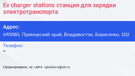Ev charger stations станция для зарядки электротранспорта - визитка