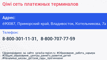 Qiwi сеть платежных терминалов - визитка