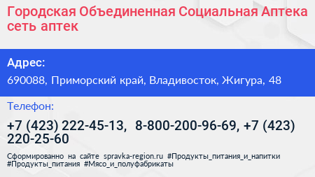 Городская Объединенная Социальная Аптека сеть аптек - визитка