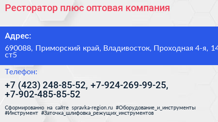Ресторатор плюс оптовая компания - визитка