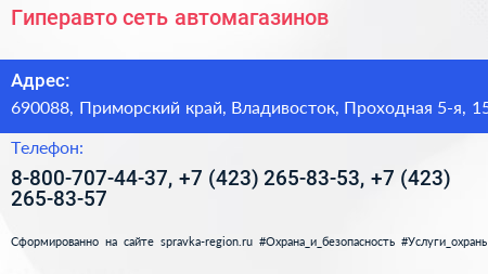 Гиперавто сеть автомагазинов - визитка