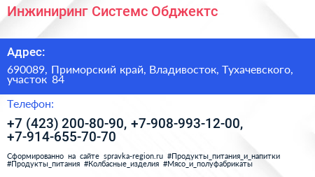 Инжиниринг Системс Обджектс - визитка