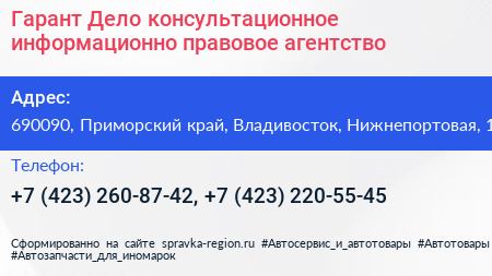 Гарант Дело консультационное информационно правовое агентство - визитка