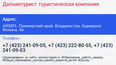 Дальинтурист туристическая компания - визитка