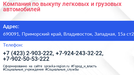 Компания по выкупу легковых и грузовых автомобилей - визитка
