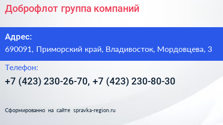 Доброфлот группа компаний - визитка