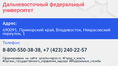 Дальневосточный федеральный университет - визитка