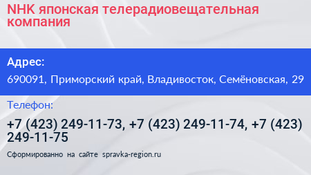 NHK японская телерадиовещательная компания - визитка