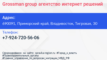 Нажмите, чтобы скачать визитку Grossman group агентство интернет решений - визитка