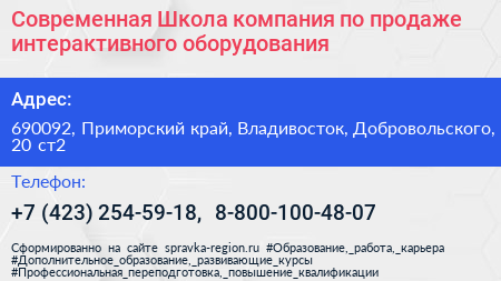 Современная Школа компания по продаже интерактивного оборудования - визитка