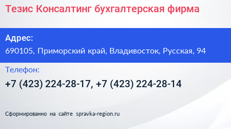 Тезис Консалтинг бухгалтерская фирма - визитка