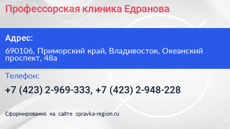 Профессорская клиника Едранова - визитка